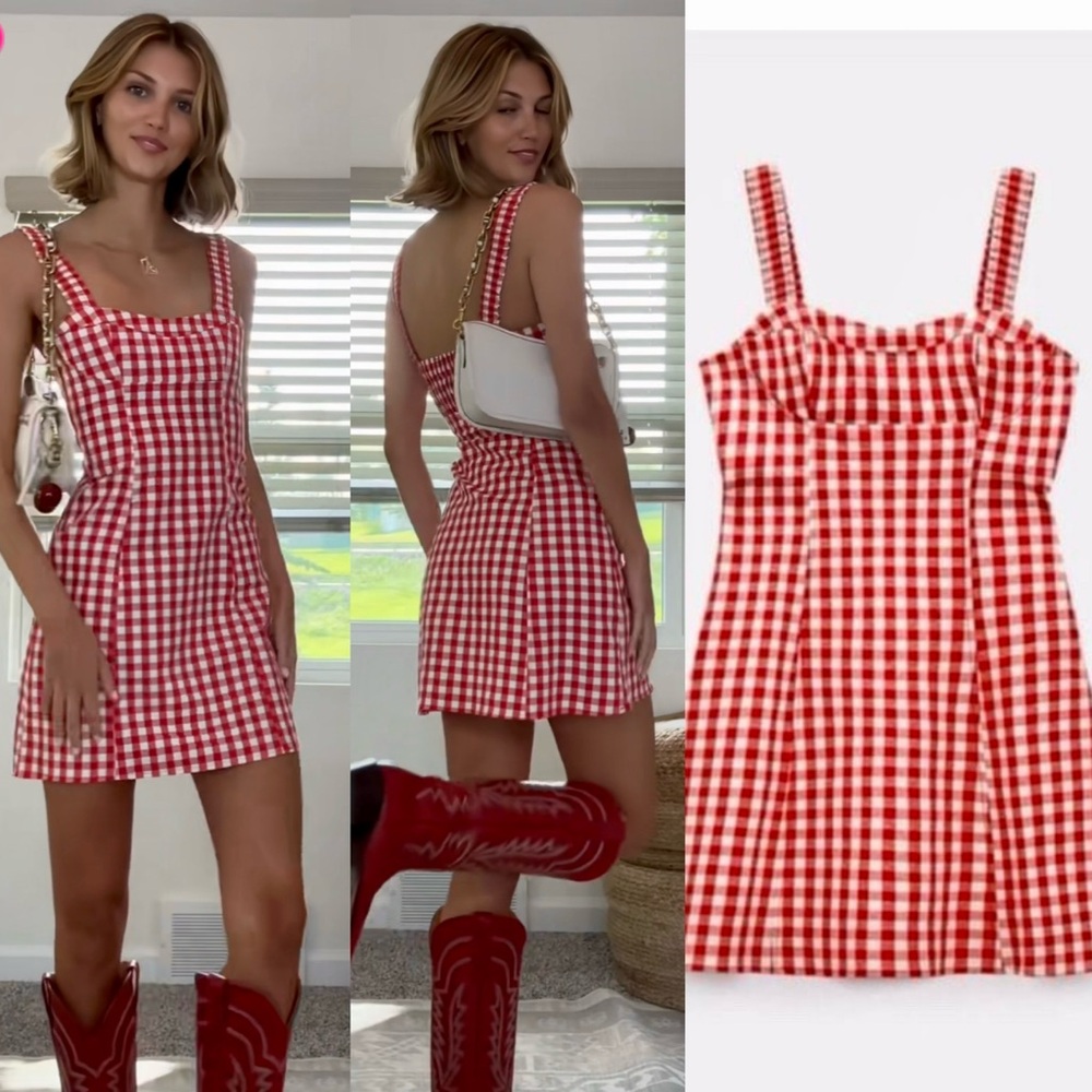 💋ZARA Red Gingham Mini Dress! Size Small